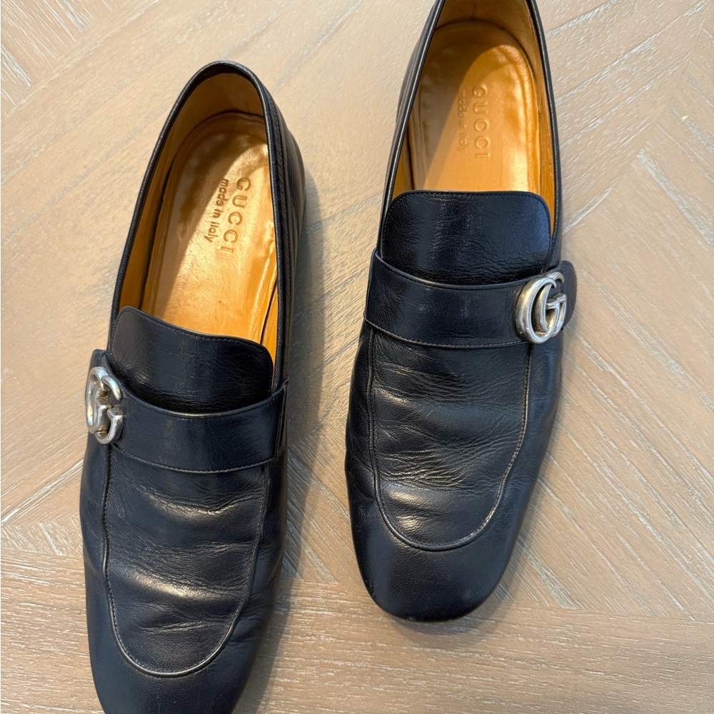 Gucci Men's Black Leather Slip-On Loafers